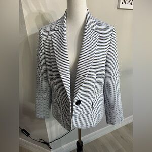 Evan Picone Navy and White Striped Blazer